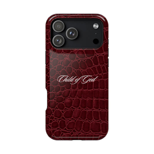 Child of God Burgundy Croc MagSafe Phone Case