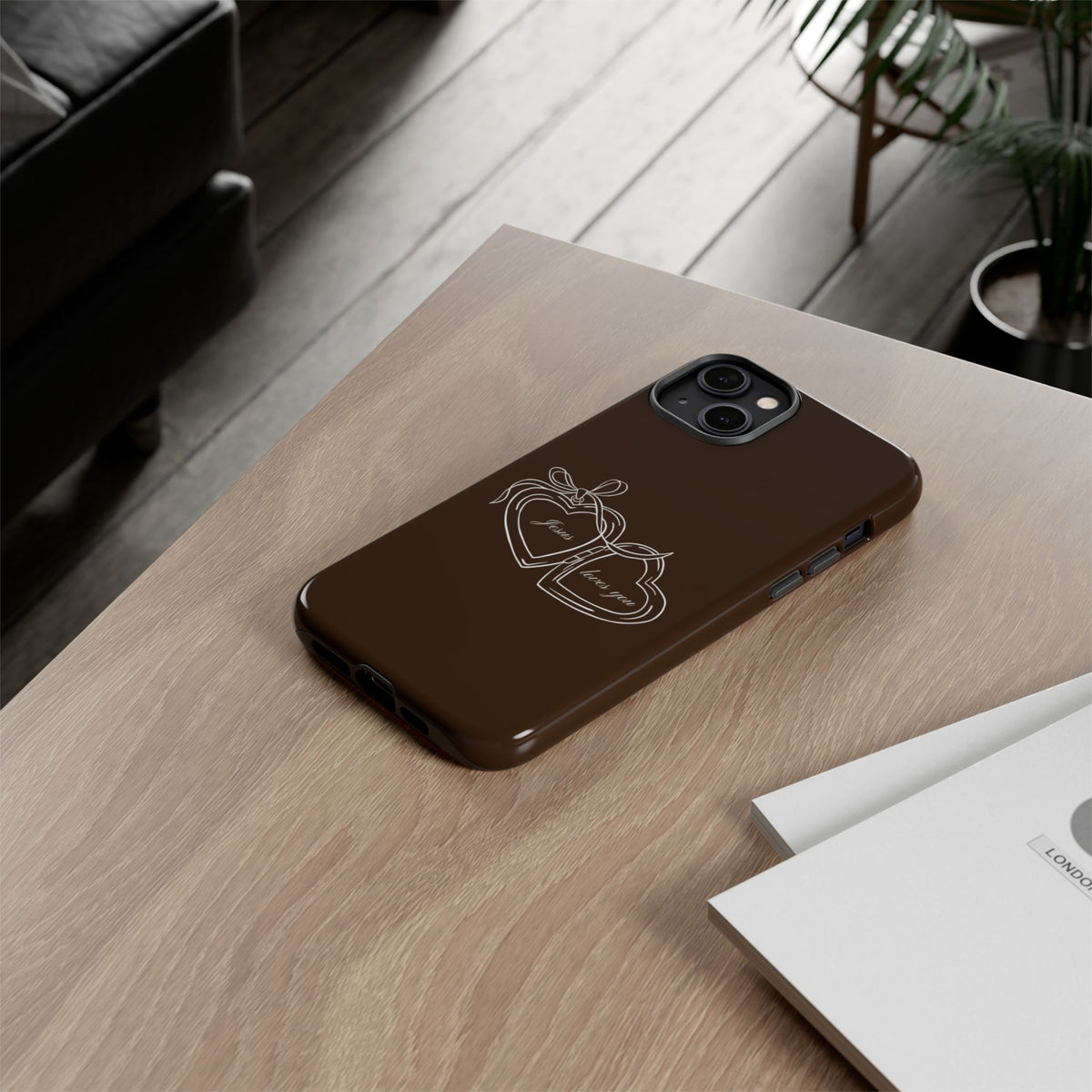 Jesus loves you Locket Espresso Phone Case