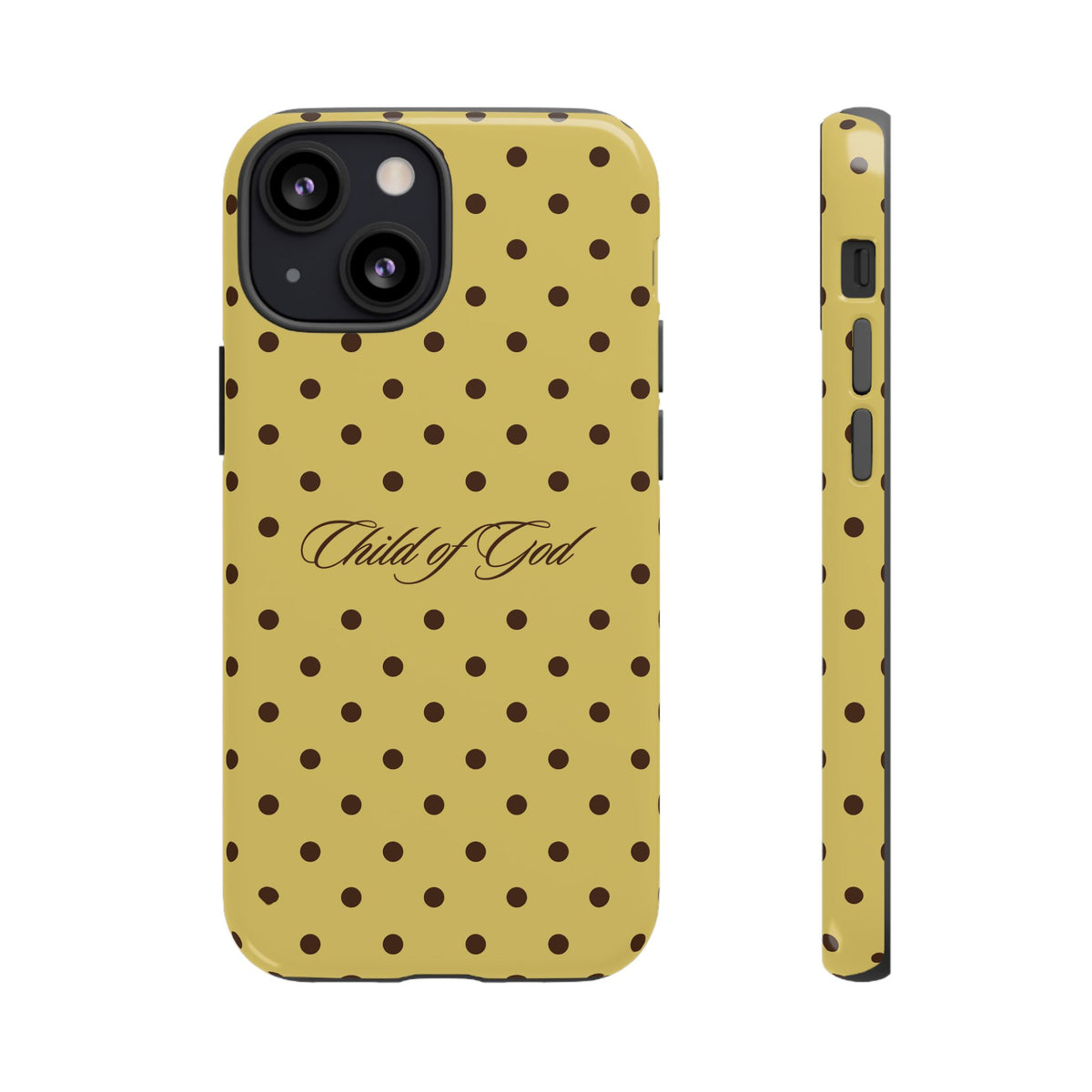 Child of God Brown & Yellow Polka Dot Phone Case