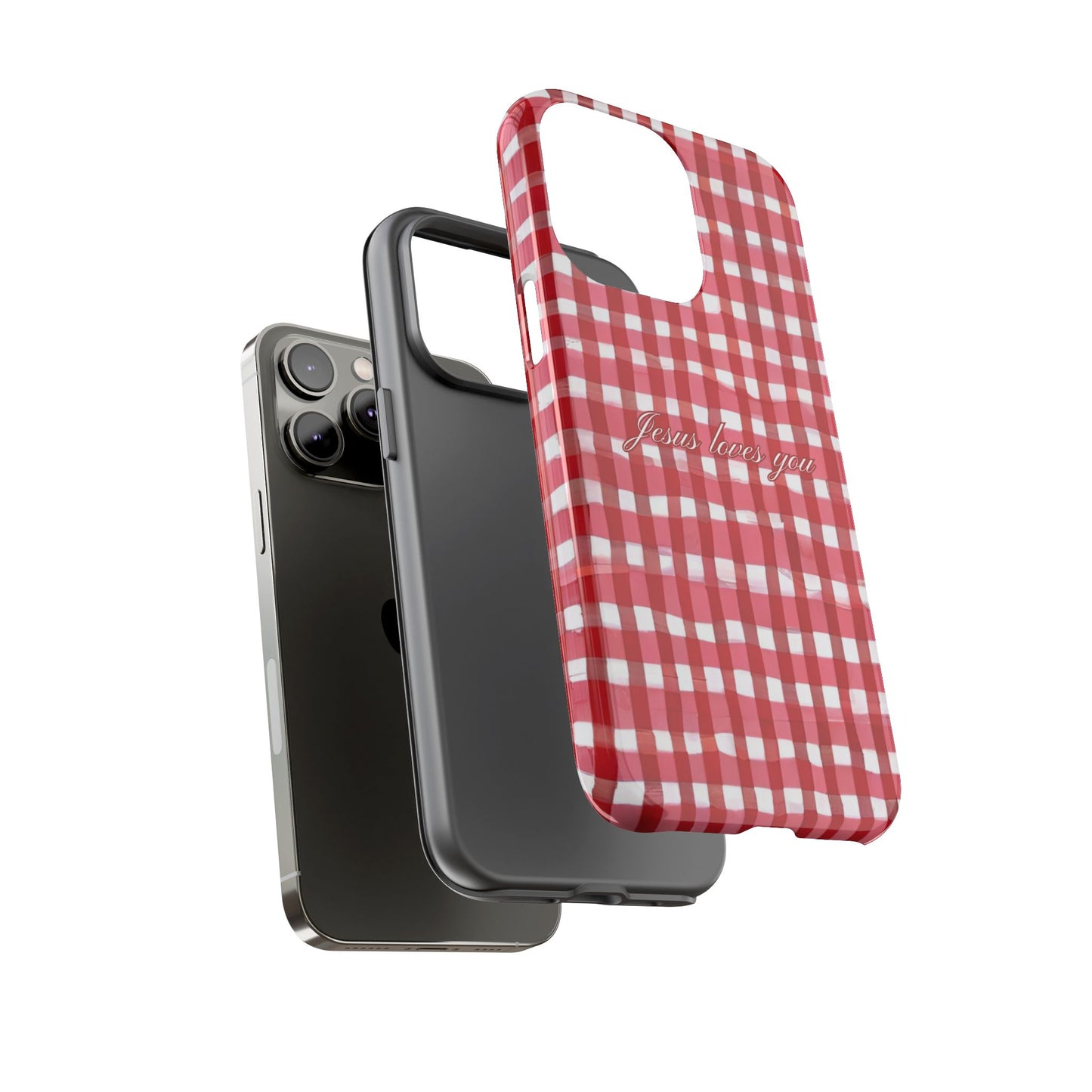 Jesus loves you Gingham phone case