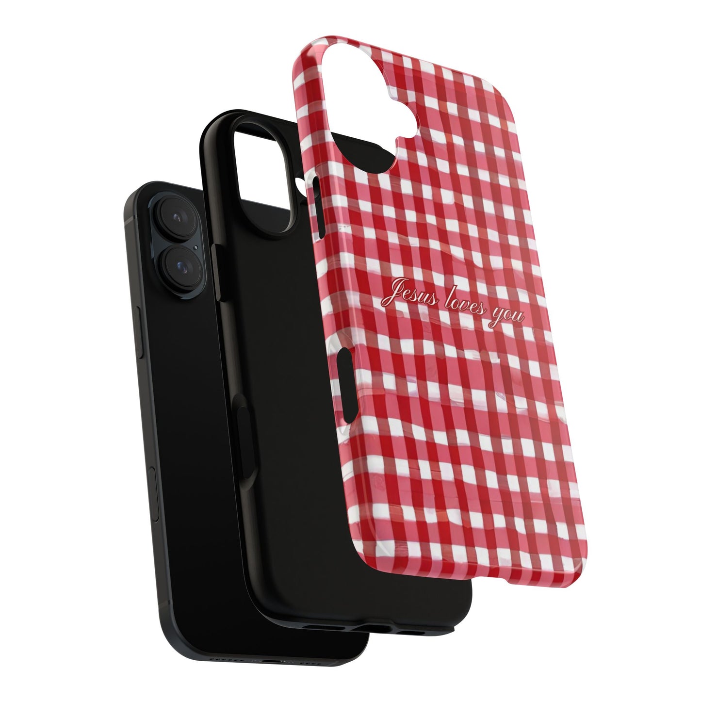 Jesus loves you Gingham phone case