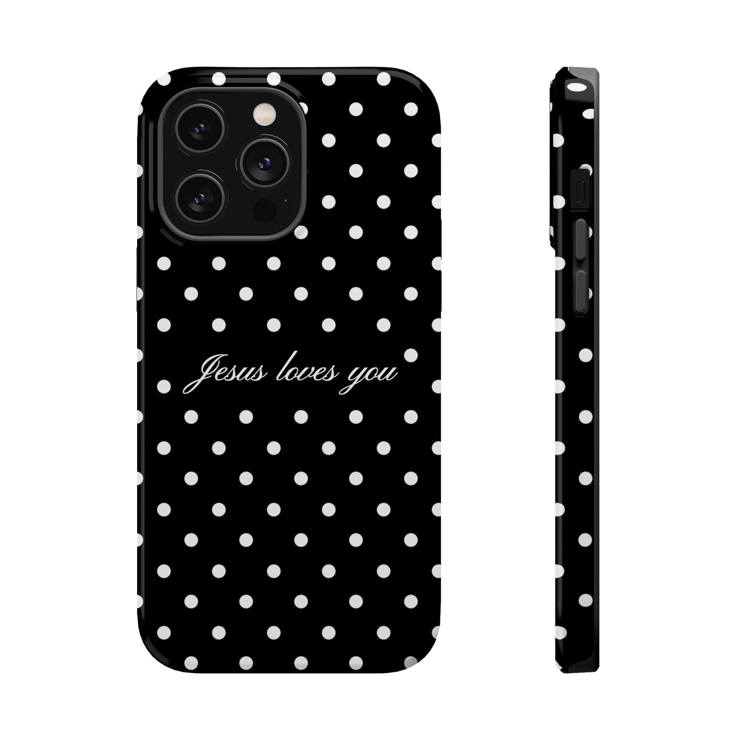 Jesus loves you Black Polka Dot Phone Case MagSafe