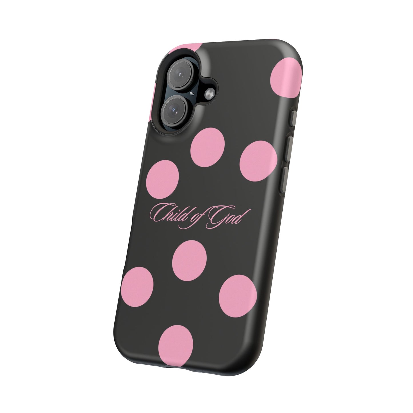 Child of God Pink and Black Polka Dot MagSafe Phone Case