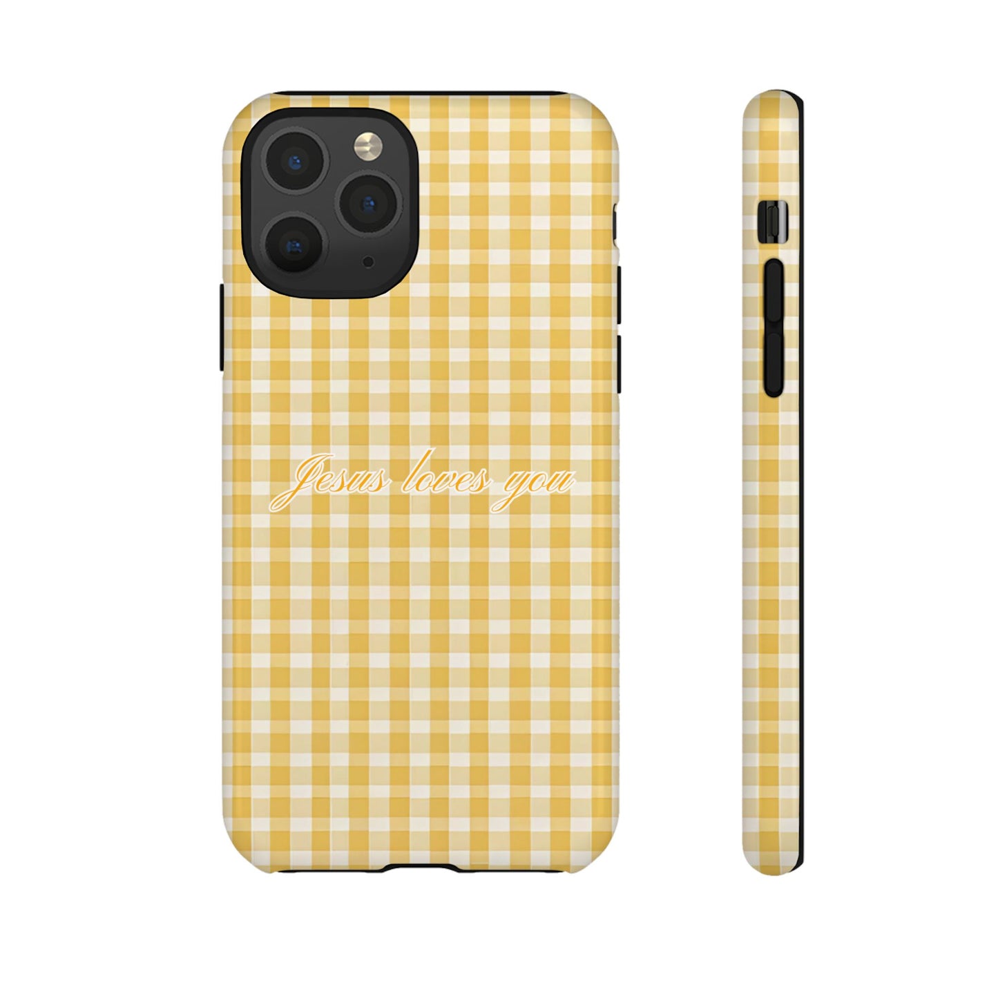 Jesus loves you Yellow Gingham Phone Case
