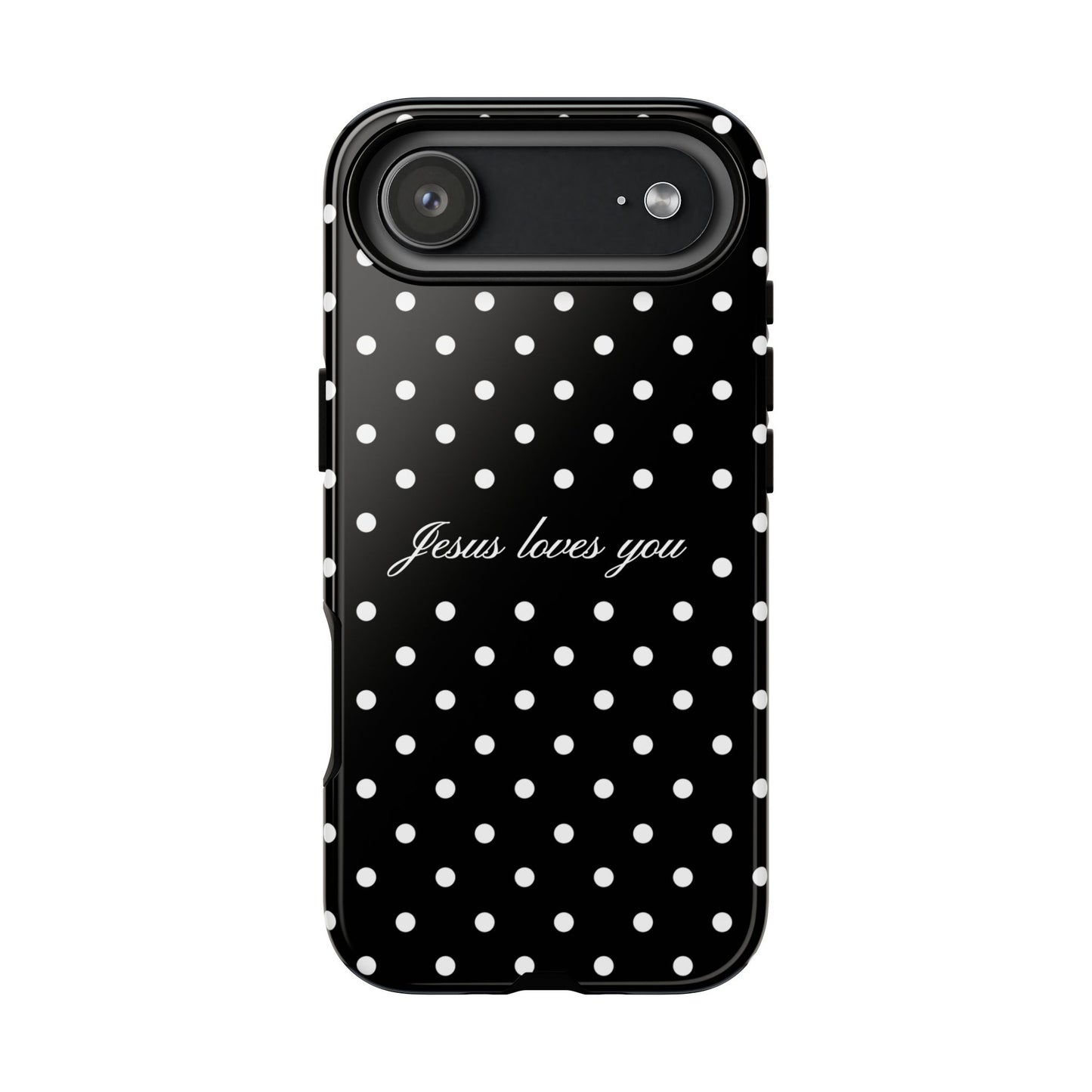Jesus Loves You Black Polka Dot Phone Case