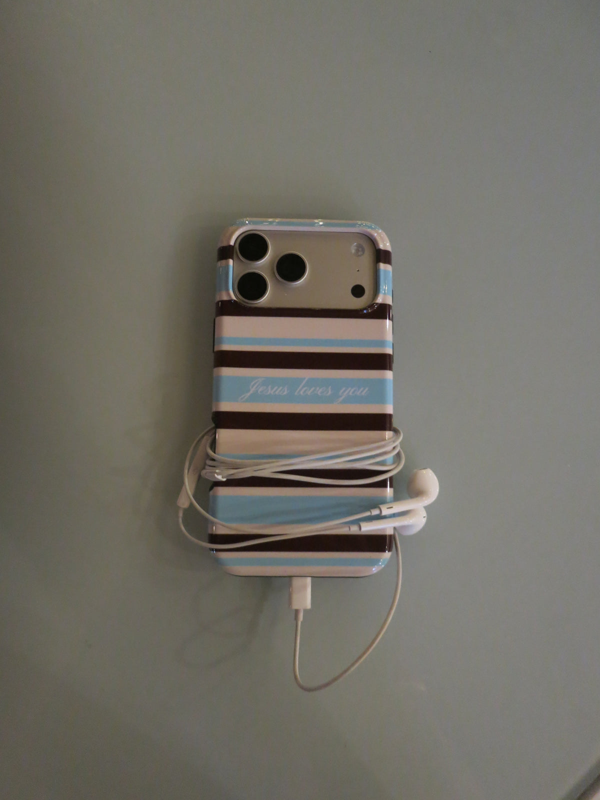 Jesus Loves You Aqua Stripe MagSafe Phone Case