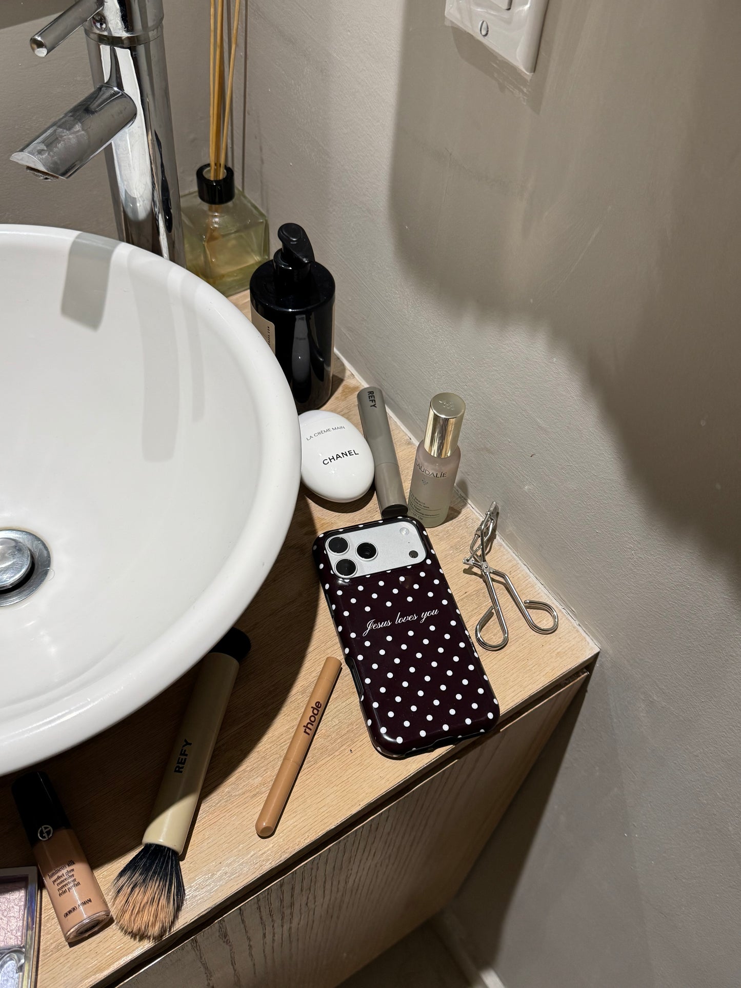 Jesus loves you Espresso Polka Dot Phone Case