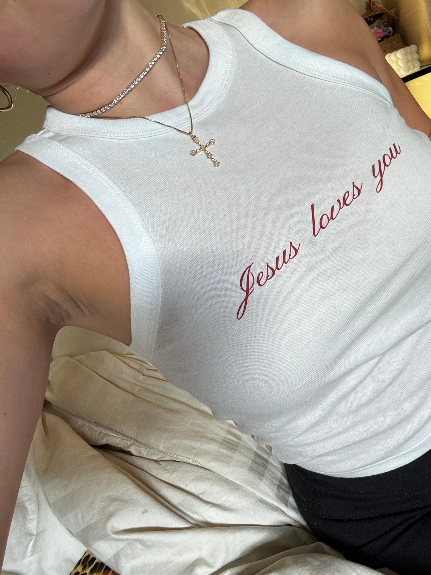 Jesus loves you Micro Rib Tank Top