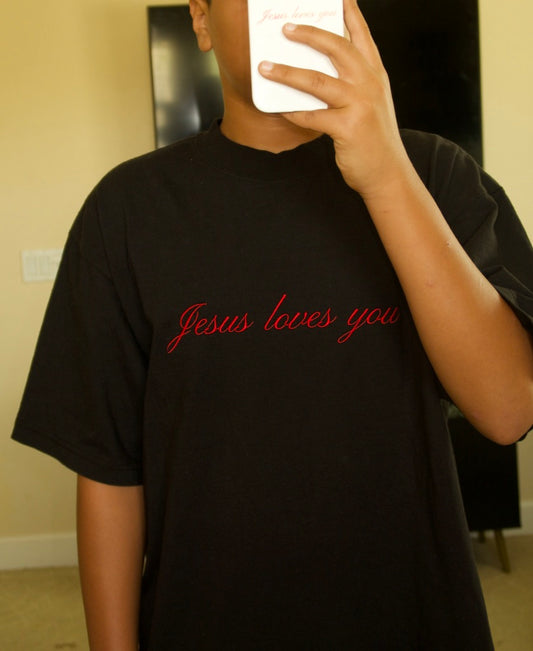 Jesus T-Shirt Embroidered Black